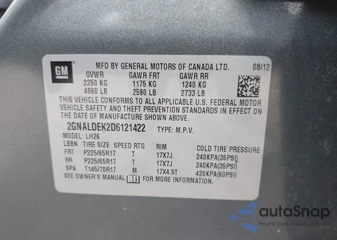 2013 Chevrolet Equinox 1Lt z USA, uszkodzony, nr VIN 2GNALDEK2D6121422